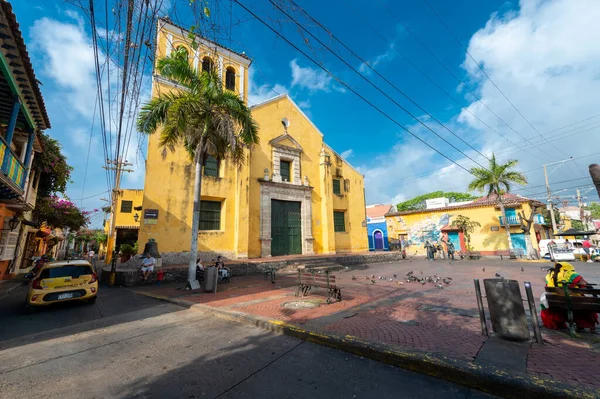 Cartagena Bolívar Colômbia Março 2023 Parque Trindade Igreja Com Céu — Fotografia de Stock