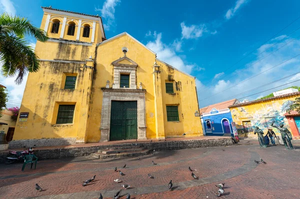 Картахена Боливар Колумбия Марта 2023 Года Парк Троицкая Церковь Голубым — стоковое фото