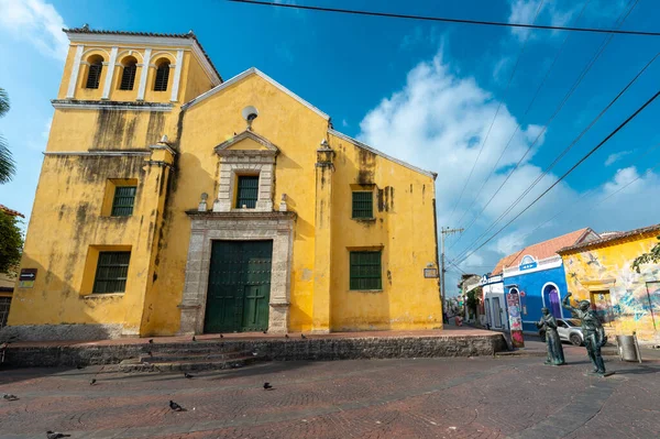 Картахена Боливар Колумбия Марта 2023 Года Парк Троицкая Церковь Голубым — стоковое фото