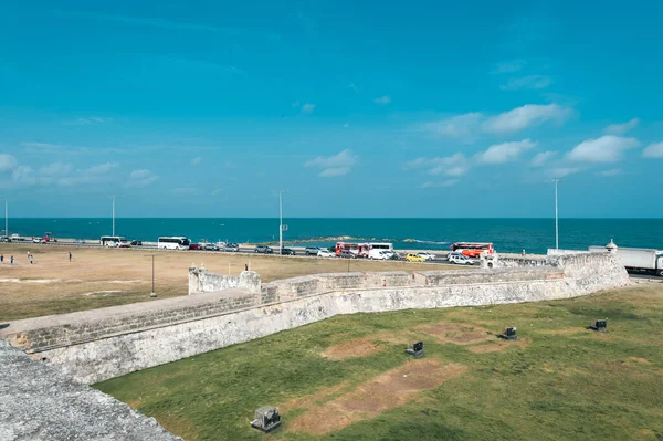 stock image Cartagena, Bolivar, Colombia. March 16, 2023: Landscape with blue sky from the walled city with beautiful blue sky.