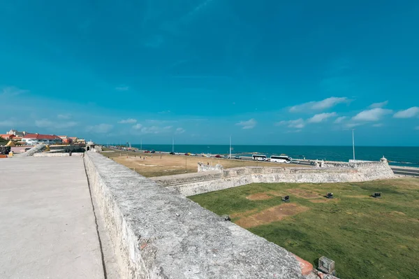 stock image Cartagena, Bolivar, Colombia. March 16, 2023: Landscape with blue sky from the walled city with beautiful blue sky.