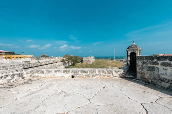 Cartagena Bolívar Kolumbie Března 2023 Krajina Modrou Oblohou Opevněného Města — Stock fotografie