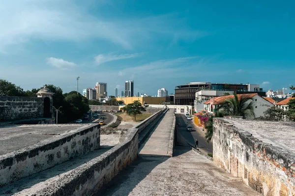 Cartagena Bolívar Kolumbie Března 2023 Krajina Modrou Oblohou Opevněného Města — Stock fotografie