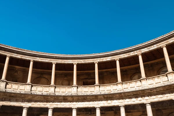 Stock image Granada,Spain. April 17, 2022: The alhambra Carlos V palace and blue sky.