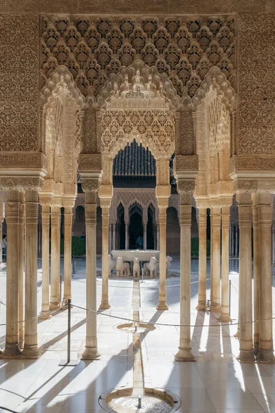 stock image Granada,Spain. April 17, 2022: Interior of the Generalife Palace with columns.