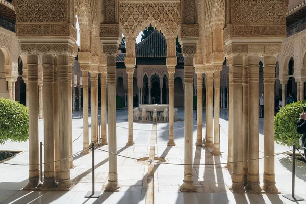 stock image Granada,Spain. April 17, 2022: Interior of the Generalife Palace with columns.