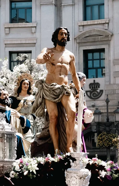 Granada Espaa April 2022 Resurrection Sunday Procession Sculptures Crowds People — Stock Photo, Image