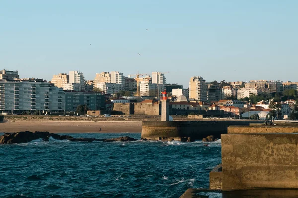 Latarnia Morska Las Felgueiras Widokiem Rzekę Douro Porto Portugalia — Zdjęcie stockowe