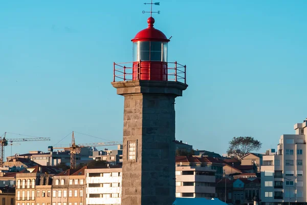 Farol Las Felgueiras Com Vista Para Rio Douro Porto Portugal — Fotografia de Stock