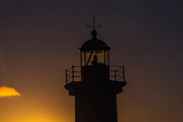 Felgueiras Leuchtturm Der Silhouette Mit Wunderschönem Farbenfrohen Himmel Bei Sonnenuntergang — Stockfoto