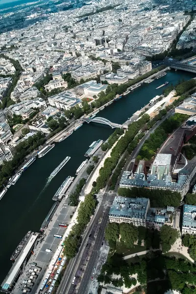 Fransa Nın Seine Nehri Ile Paris Havadan Görünüşü — Stok fotoğraf