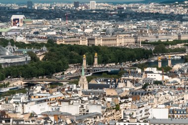 Panoramic Paris from Eiffel Tower and view of the Seine River. Paris, France.  clipart