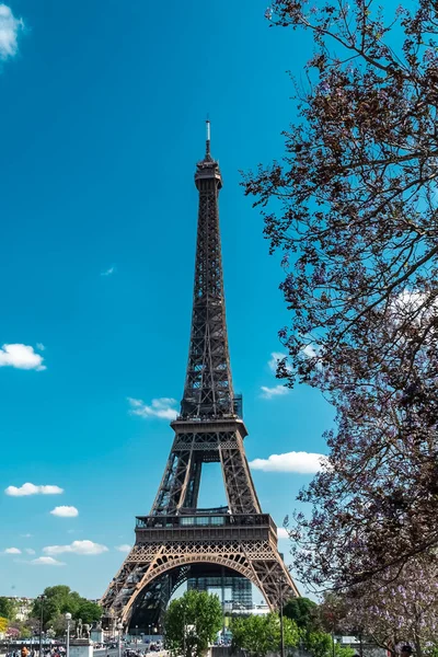 Párizs Franciaország Április 2022 Tájkép Kilátással Eiffel Torony Gyönyörű Kék — Stock Fotó
