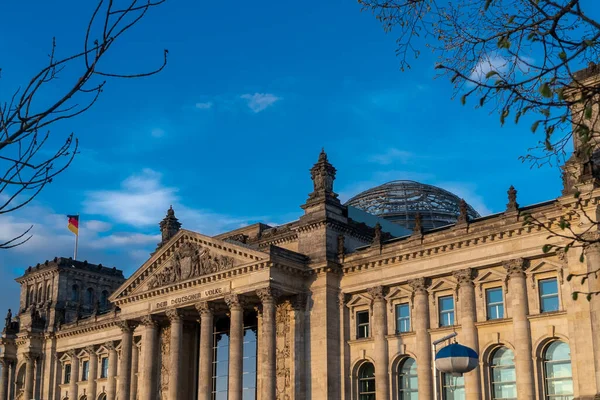 Berlin Németország 2022 Április Reichstag Német Parlament Építészete Homlokzata — Stock Fotó
