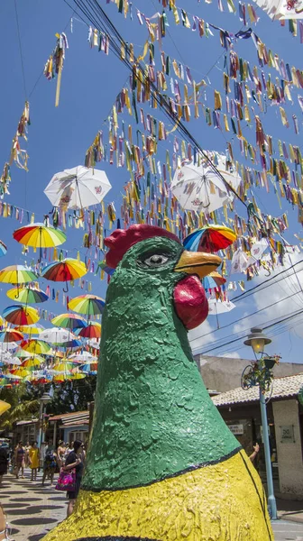 Porto Galinhas Ipojuca Brasilien September 2019 Dekoration Färgglada Paraplyer Och — Stockfoto