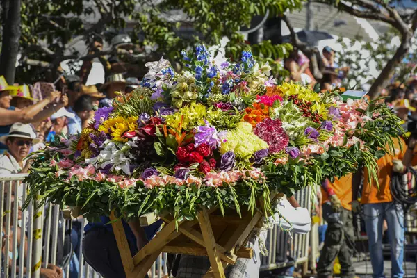 Medellin Antioquia Colombia Augusti 2019 Silleteros Parad Blomstermässan — Stockfoto