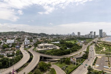 Cartagena, Bolivar, Kolombiya. Ekim 2019: Canapote ve El Cabrero Gölü 'nde panoramik manzara.