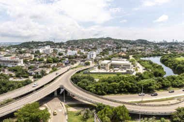 Cartagena, Bolivar, Kolombiya. Ekim 2019: Canapote ve El Cabrero Gölü 'nde panoramik manzara.