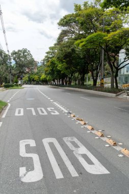 Medellin, Antioquia, Colombia. July 20, 2020: Poblado avenue and green corridor in the city.