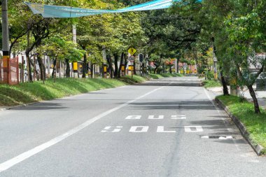 Medellin, Antioquia, Colombia. July 20, 2020: Poblado avenue and green corridor in the city.