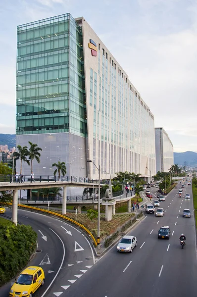 stock image Medellin, Antioquia, Colombia. February 15, 2013: Industriales Avenue and Bancolombia group.