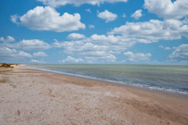 Bahia Portete Ulusal Parkı sahilindeki deniz manzarası. Guajira, Kolombiya. 