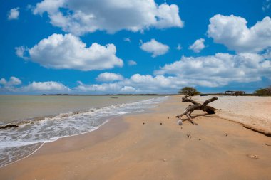 Bahia Portete Ulusal Parkı sahilindeki deniz manzarası. Guajira, Kolombiya. 