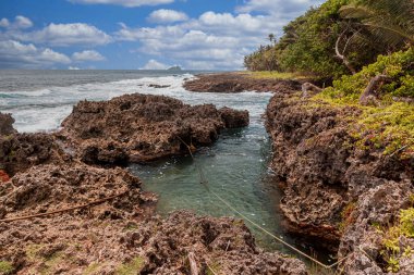 Hornbill sahilindeki bir tekneden manzara. San Antero, Kolombiya. 