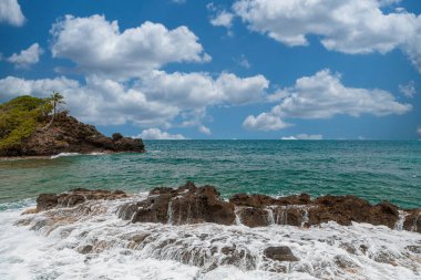 Hornbill sahilindeki bir tekneden manzara. San Antero, Kolombiya. 