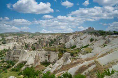 Cappadocia landscape of large stones and trees. Turkey.  clipart