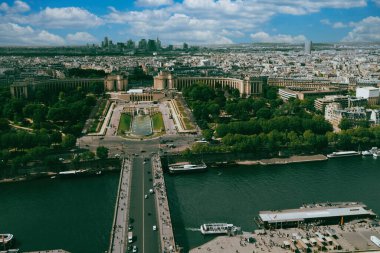 Paris, France. April 25, 2022: Chaillot Palace and its gardens. panoramic view. clipart