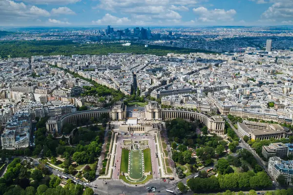 París Francia Abril 2022 Palacio Chaillot Sus Jardines Vista Panorámica Imagen De Stock