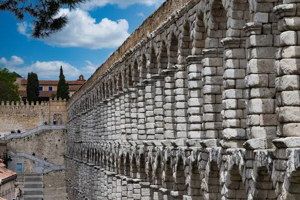 Segovia Afganistan Kwietnia 2022 Akwedukt Segovia Segovia Aqueduct Rzymski Akwedukt Zdjęcie Stockowe