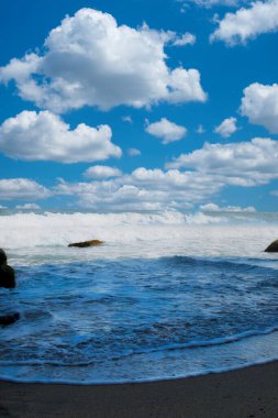 Landscape on beaches of Tayrona National Park with blue sky. Santa marta colombia. clipart