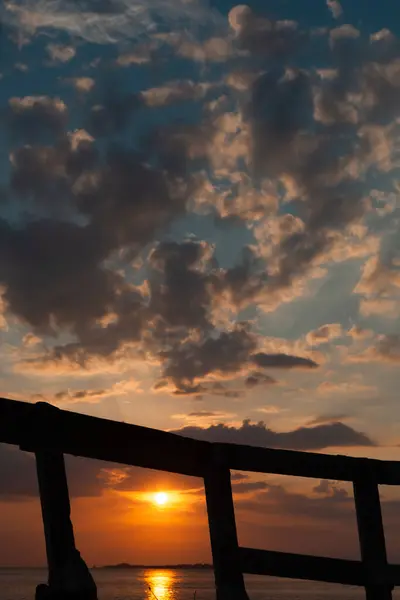 stock image Beautiful colorful sunset background with sun on the horizon. Sucre, Colombia.