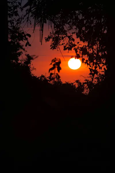 stock image Beautiful colorful sunset background with sun on the horizon. Sucre, Colombia.