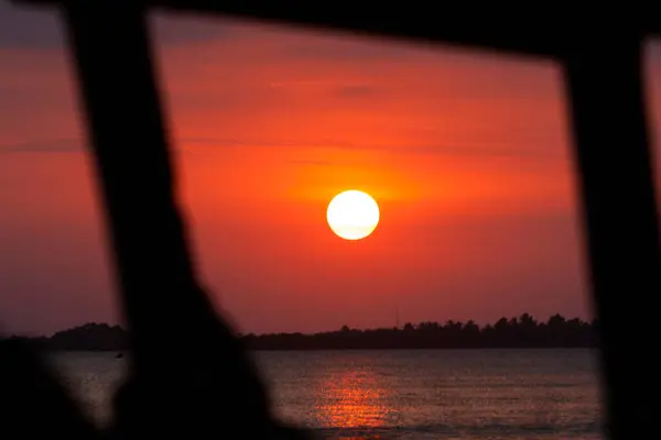 stock image Beautiful colorful sunset background with sun on the horizon. Sucre, Colombia.