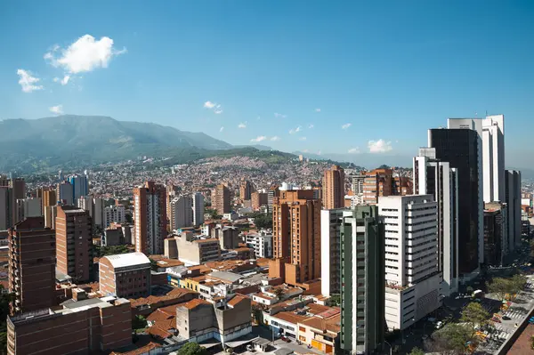 stock image Medellin, Antioquia, Colombia. August 12, 2009: Landscape on Oriental Avenue with buildings and blue sky.