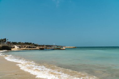 Tierra Bomba Adası 'ndan Bocagrande manzarası. Cartagena, Bolivar.