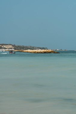 Tierra Bomba Adası 'ndan Bocagrande manzarası. Cartagena, Bolivar.