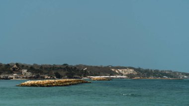 Tierra Bomba Adası 'ndan Bocagrande manzarası. Cartagena, Bolivar.