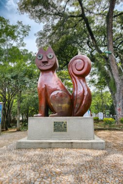 Cali, Valle del Cauca, Colombia. April 23, 2024: El Gato del Rio Monument in the Cat Park. clipart