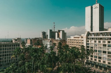 Cali, Santiago de Cali, Valle del Cauca, Kolombiya. 27 Şubat 2011: Mimari ve palmiye ağaçlı Caicedo Meydanı.