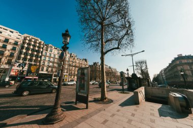 Paris, France. March 24, 2011: Architecture and facade of the city and blue sky. clipart