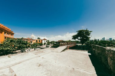 Cartagena, Bolivar, Colombia. September 20, 2010: Colorful architecture in the walled city. clipart