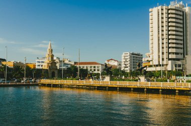 Cartagena, Bolivar, Kolombiya. 20 Eylül 2010: Pegasus İskelesi ve mavi gökyüzü. 