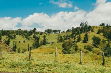 Mavi gökyüzü ile doğal ve kırsal alan.