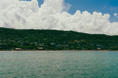 Puerto, Barranquilla, Kolombiya 'da deniz manzaralı doğal manzara.
