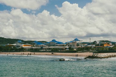 Puerto, Barranquilla, Kolombiya 'da deniz manzaralı doğal manzara.