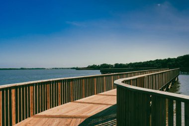 The Mallorqun swamp seen from the pier and blue sky. Barranquilla, Atlantico, Colombia. clipart